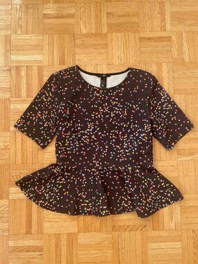 H&M Multicolour Polka Dot Peplum Shirt Size Small